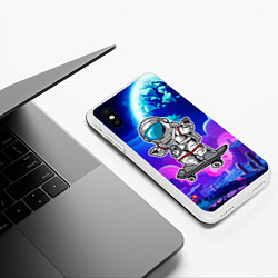 Чехол iPhone XS Max матовый Космонавт - скейтер, цвет: 3D-белый — фото 2