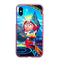 Чехол iPhone XS Max матовый JANET BRAWLSTARS ДЖАНЕТ, цвет: 3D-малиновый