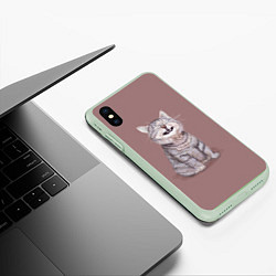 Чехол iPhone XS Max матовый Недовольный котик Disgruntled cat, цвет: 3D-салатовый — фото 2