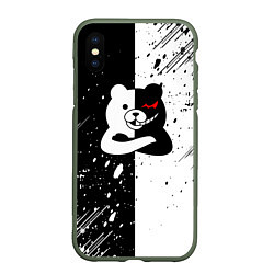 Чехол iPhone XS Max матовый Monokuma брызги, цвет: 3D-темно-зеленый