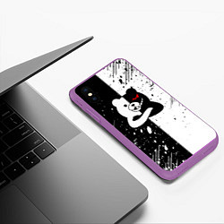 Чехол iPhone XS Max матовый Monokuma брызги, цвет: 3D-фиолетовый — фото 2