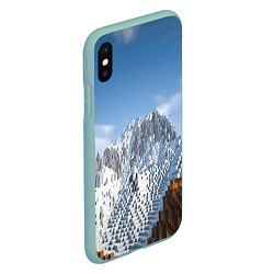 Чехол iPhone XS Max матовый Minecraft Mountains Video game, цвет: 3D-мятный — фото 2