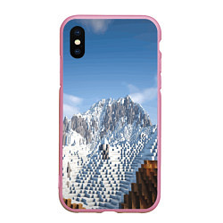 Чехол iPhone XS Max матовый Minecraft Mountains Video game, цвет: 3D-розовый