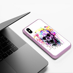 Чехол iPhone XS Max матовый Череп - акварель, цвет: 3D-сиреневый — фото 2