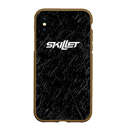 Чехол iPhone XS Max матовый Skillet Скиллет Logotip, цвет: 3D-коричневый