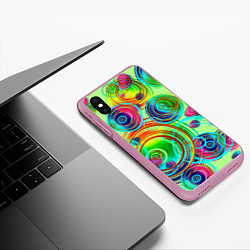 Чехол iPhone XS Max матовый ЦВЕТНЫЕ ПУЗЫРИ, цвет: 3D-розовый — фото 2