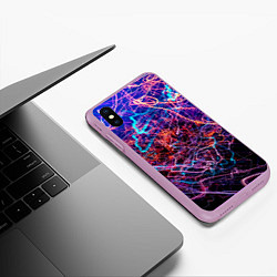 Чехол iPhone XS Max матовый Красочный неоновый паттерн Импрессионизм, цвет: 3D-сиреневый — фото 2