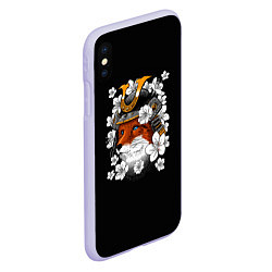 Чехол iPhone XS Max матовый Лис Самурай, цвет: 3D-светло-сиреневый — фото 2