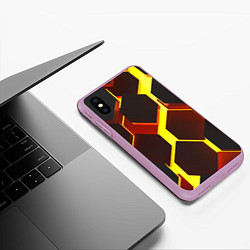 Чехол iPhone XS Max матовый Лавовые Соты 3D, цвет: 3D-сиреневый — фото 2