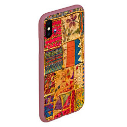 Чехол iPhone XS Max матовый Пэчворк Лоскутное одеяло Patchwork Quilt, цвет: 3D-малиновый — фото 2