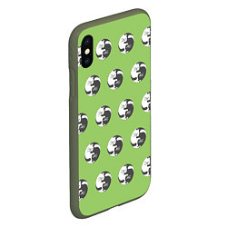 Чехол iPhone XS Max матовый Орнамент котики инь янь, цвет: 3D-темно-зеленый — фото 2