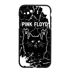 Чехол iPhone XS Max матовый Pink Floyd Rock Cat, цвет: 3D-черный