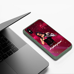 Чехол iPhone XS Max матовый Love Johnny, цвет: 3D-темно-зеленый — фото 2