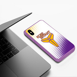 Чехол iPhone XS Max матовый Коби Брайант Lakers Абстракция, цвет: 3D-фиолетовый — фото 2