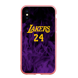 Чехол iPhone XS Max матовый Lakers 24 фиолетовое пламя, цвет: 3D-баблгам