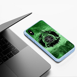 Чехол iPhone XS Max матовый Вегвизир Рунический Компас 3D, цвет: 3D-голубой — фото 2