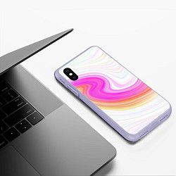 Чехол iPhone XS Max матовый Abstract gradient lines, цвет: 3D-светло-сиреневый — фото 2