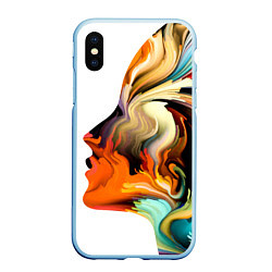 Чехол iPhone XS Max матовый Профиль девушки Иллюзия Girls Profile Illusion, цвет: 3D-голубой