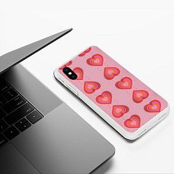Чехол iPhone XS Max матовый Сердечки перевернутые, цвет: 3D-белый — фото 2