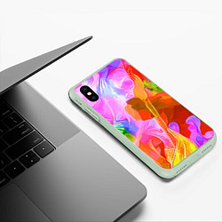 Чехол iPhone XS Max матовый Красочный цветочный паттерн Весна - Лето 2025 Colo, цвет: 3D-салатовый — фото 2