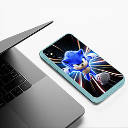 Чехол iPhone XS Max матовый Speed Sonic, цвет: 3D-мятный — фото 2