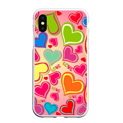 Чехол iPhone XS Max матовый ЛЮБОВНЫЕ СЕРДЕЧКИ LOVE HEARTS