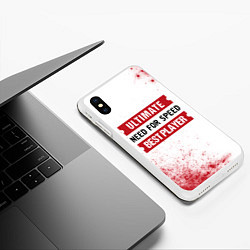 Чехол iPhone XS Max матовый Need for Speed таблички Ultimate и Best Player, цвет: 3D-белый — фото 2