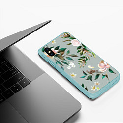 Чехол iPhone XS Max матовый Цветы Цветочный Букет, цвет: 3D-мятный — фото 2