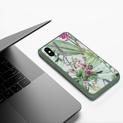 Чехол iPhone XS Max матовый Цветы Солнечная Коса, цвет: 3D-темно-зеленый — фото 2
