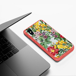 Чехол iPhone XS Max матовый Цветы Красные Пионы Лета, цвет: 3D-красный — фото 2