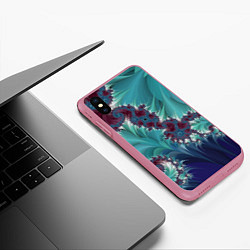 Чехол iPhone XS Max матовый Фрактальный растительный паттерн Fractal Plant Pat, цвет: 3D-малиновый — фото 2