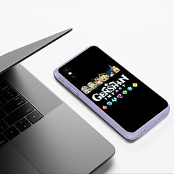 Чехол iPhone XS Max матовый Персонажи игры Genshin Impact, цвет: 3D-светло-сиреневый — фото 2