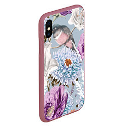 Чехол iPhone XS Max матовый Цветы Чудесный Весенний Узор, цвет: 3D-малиновый — фото 2