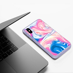 Чехол iPhone XS Max матовый Абстрактный цветной паттерн Волны Abstract Color P, цвет: 3D-светло-сиреневый — фото 2