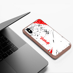 Чехол iPhone XS Max матовый Берсерк - Berserk logo elements, цвет: 3D-коричневый — фото 2