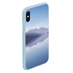 Чехол iPhone XS Max матовый Горы Озеро Туман, цвет: 3D-голубой — фото 2