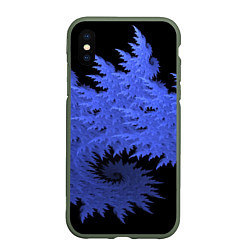 Чехол iPhone XS Max матовый Абстрактный морозный узор Abstract frost pattern, цвет: 3D-темно-зеленый