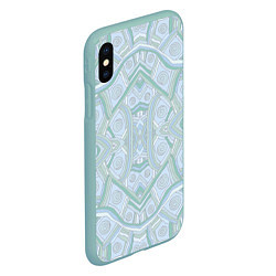 Чехол iPhone XS Max матовый Абстрактный узор калейдоскоп, пастельные приглушен, цвет: 3D-мятный — фото 2