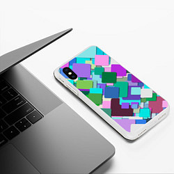 Чехол iPhone XS Max матовый MULTICOLORED SQUARES, цвет: 3D-белый — фото 2