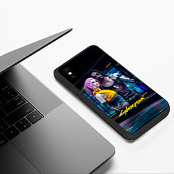 Чехол iPhone XS Max матовый Johnny и Vi Girl Cyberpunk2077, цвет: 3D-черный — фото 2