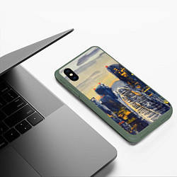 Чехол iPhone XS Max матовый Индустриальный пейзаж Москва-сити, цвет: 3D-темно-зеленый — фото 2