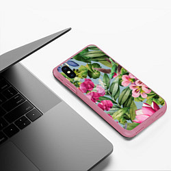 Чехол iPhone XS Max матовый Цветы Эдема, цвет: 3D-малиновый — фото 2