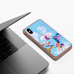 Чехол iPhone XS Max матовый My Little Pony летают в облаках, цвет: 3D-коричневый — фото 2