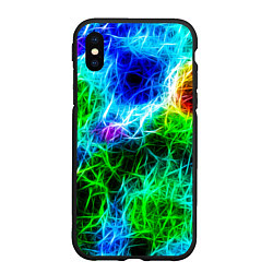 Чехол iPhone XS Max матовый ПЕРЕПЛЕТЕННЫЕ ЦВЕТНЫЕ УЗОРЫ, цвет: 3D-черный