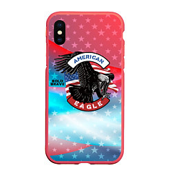 Чехол iPhone XS Max матовый Американский орел USA, цвет: 3D-красный