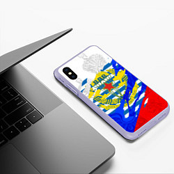 Чехол iPhone XS Max матовый РОССИЙСКИЙ ТРИКОЛОР - ФОРМА ВДВ РАЗРЫВ, цвет: 3D-светло-сиреневый — фото 2