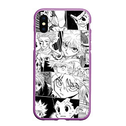 Чехол iPhone XS Max матовый Hunter x Hunter pattern, цвет: 3D-фиолетовый