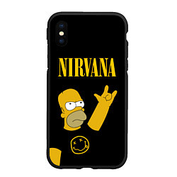 Чехол iPhone XS Max матовый NIRVANA ГОМЕР СИМПСОН, SIMPSONS, цвет: 3D-черный