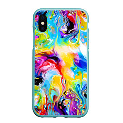 Чехол iPhone XS Max матовый Неоновые всплески красок Лето Neon splashes of col, цвет: 3D-мятный