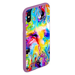 Чехол iPhone XS Max матовый Неоновые всплески красок Лето Neon splashes of col, цвет: 3D-фиолетовый — фото 2